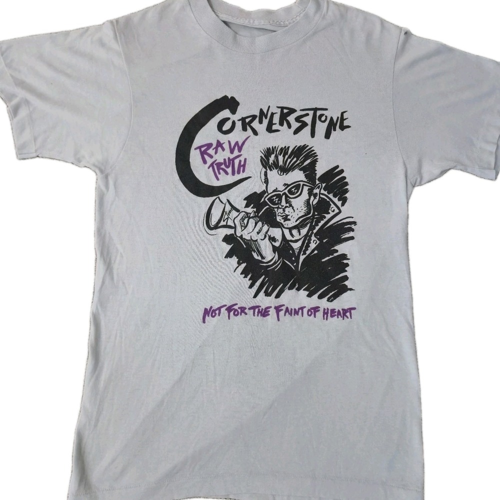 Vintage 80s Cornerstone Raw Truth Not for the Faint of Heart T Shirt Size Small